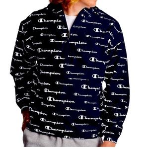 Champion Navy Half-zip Windbreaker All-over Logo size M